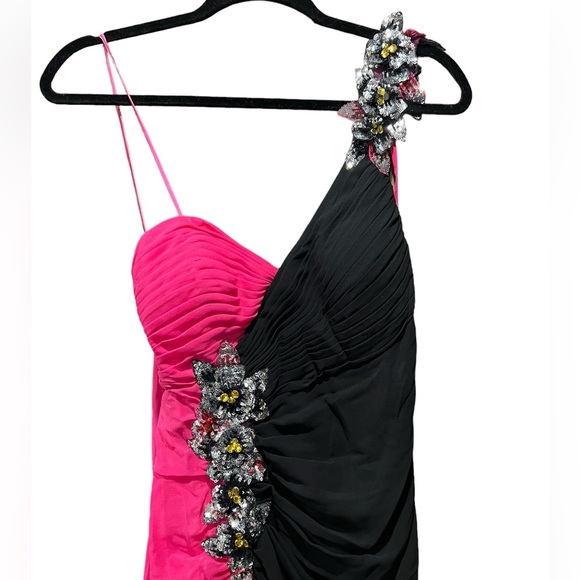 Faviana Couture #6710 Black Pink Sequin Chiffon Sheath Gown Size 8 New with tag - Picture 13 of 15